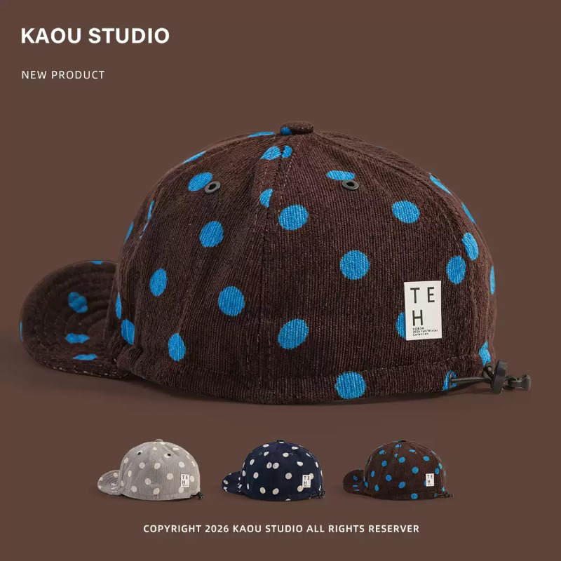 Corduroy Cap 5 Panel - Unisex baseballpet met stippenpatroon en ribfluweel,